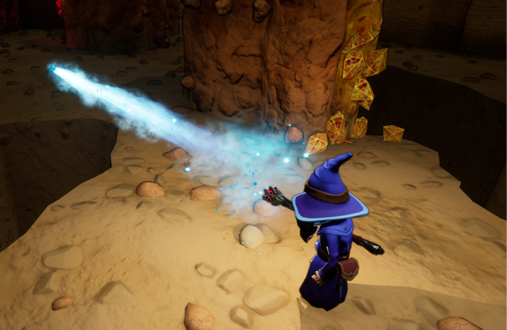 A wizard shooting a projectile