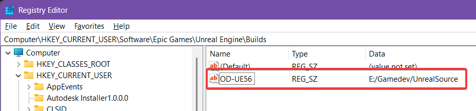 Regedit screenshot